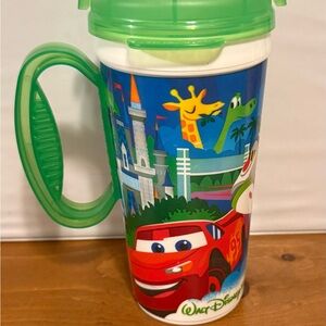 Walt Disney Park Souvenir Cars & Buzz Light Year Green Handle Tumbler